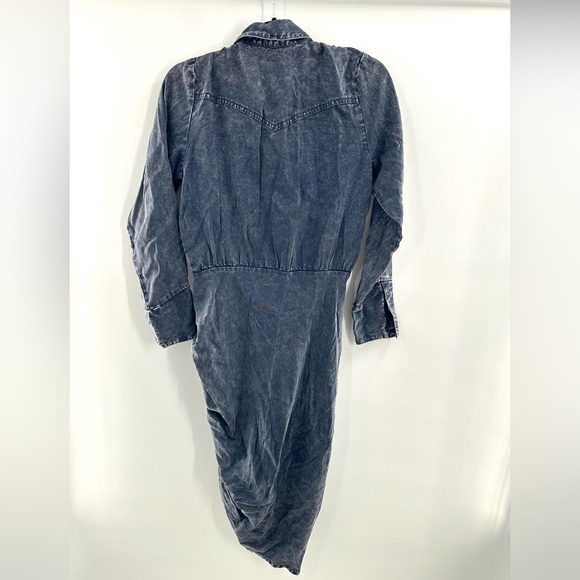 Young Fabulous & Broke Carling Western Asymmetric Ruched Midi Shirt Dress - Picture 3 of 7